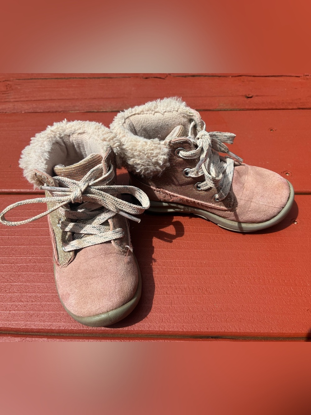 OshKosh B'gosh Pink Faux-Fur Lace-Up Kids Boots size 6